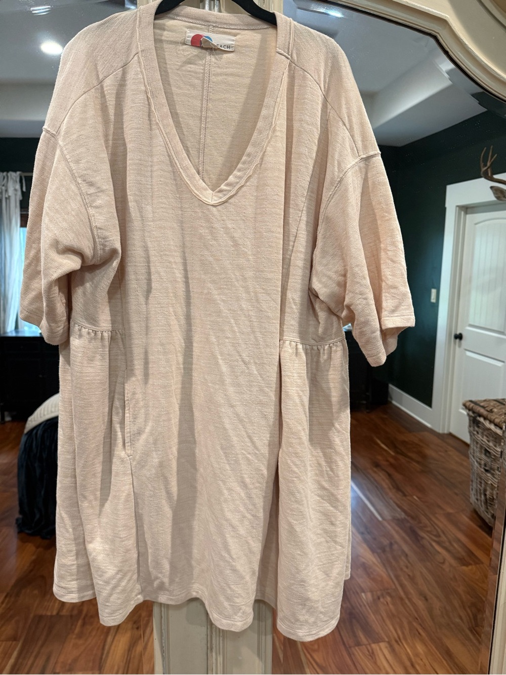 FREE PEOPLE Light Yellow V-Neck Tunic Dress